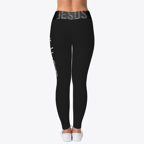 '#Just Jesus' Black Leggings