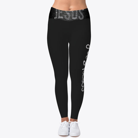 '#Just Jesus' Black Leggings