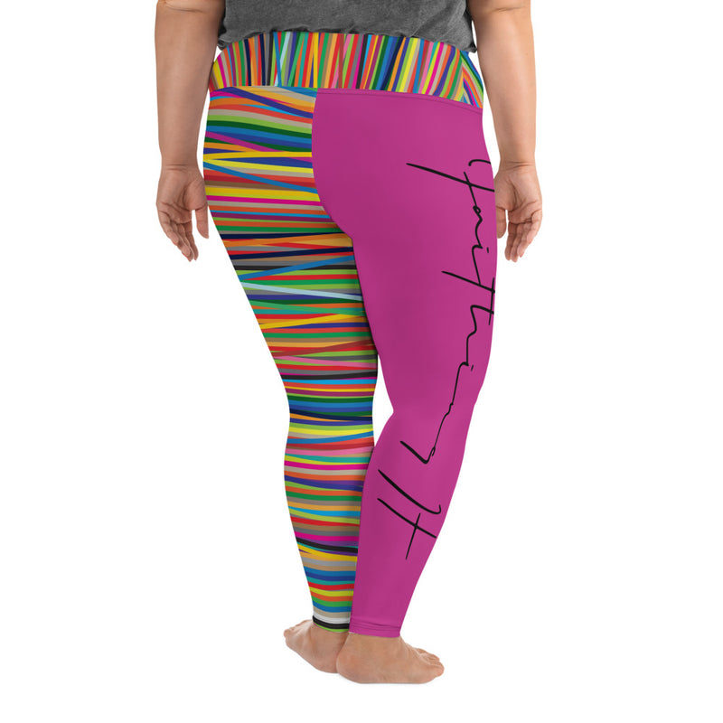 ‘Faithing It’ Pink Multi-Color Plus Size Leggings