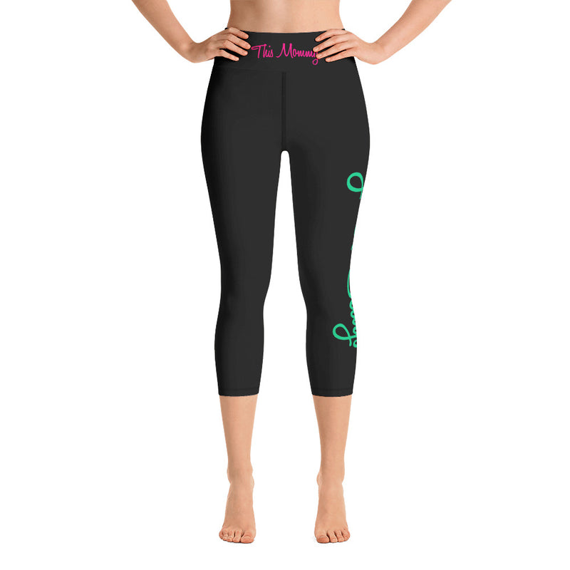 'This Mommy Prays & Slays' Black Yoga Capri Leggings