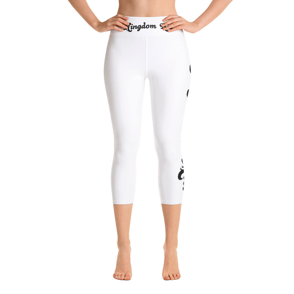 ‘Kingdom Kid’ White Yoga Capri Leggings