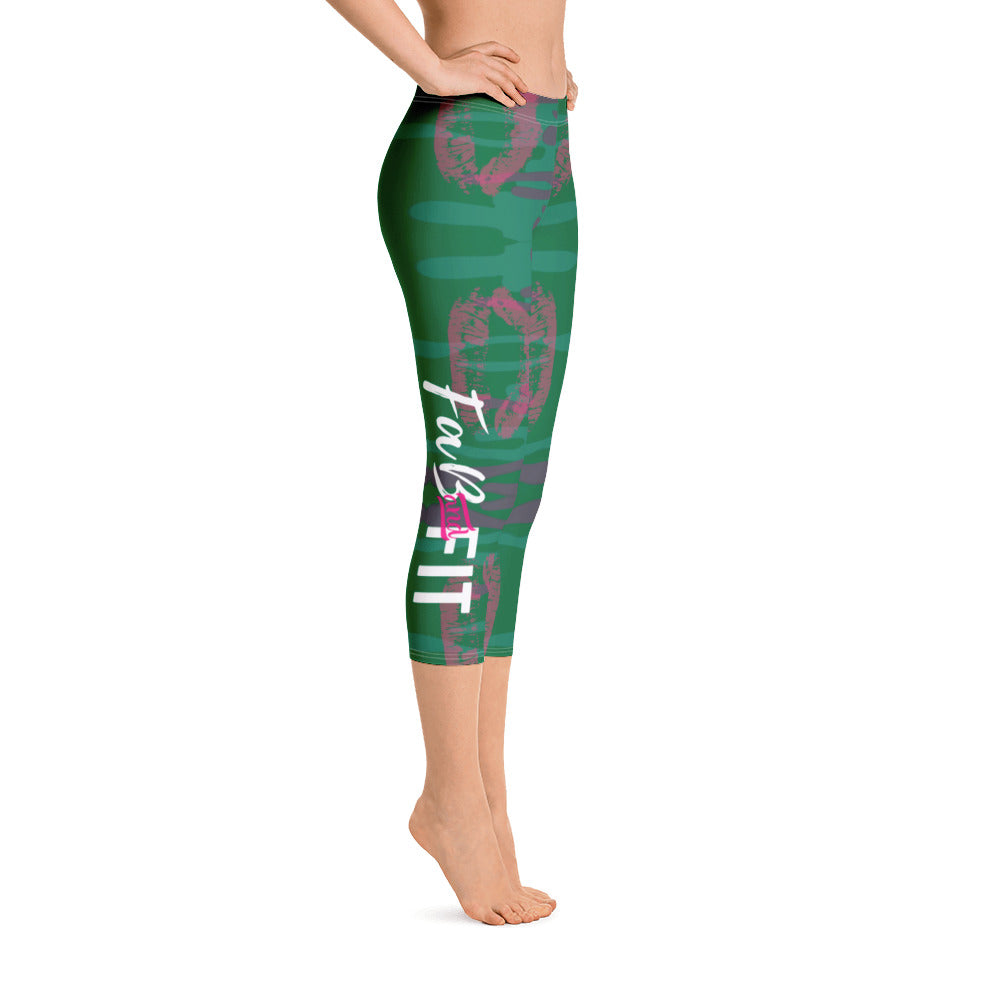 'Fab & Fit' Green Capri Leggings