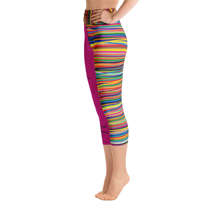 ‘Faithing It’ Pink Multi-Color Yoga Capri Leggings