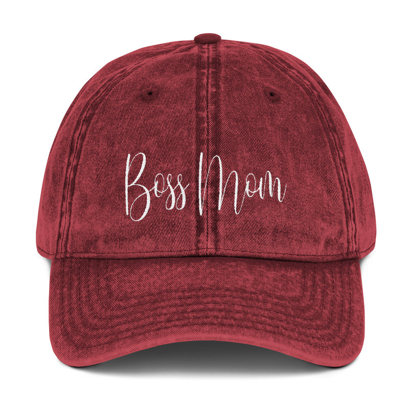 ‘Boss Mom’ Vintage Cotton Twill Cap