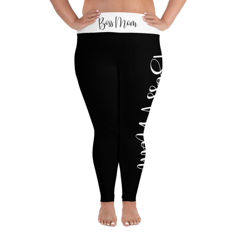 ‘Boss Mom’ Black Plus Size Leggings