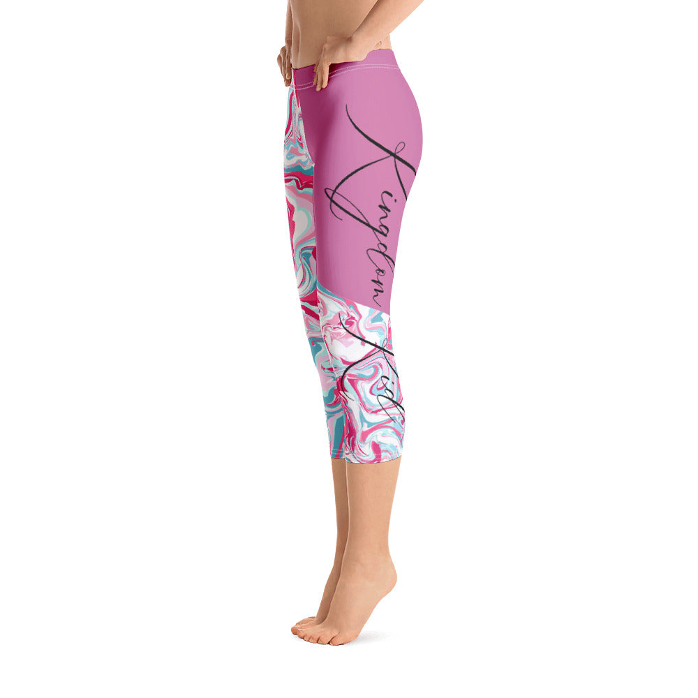 ‘Kingdom Kid’ Pink Swirl Capri Leggings