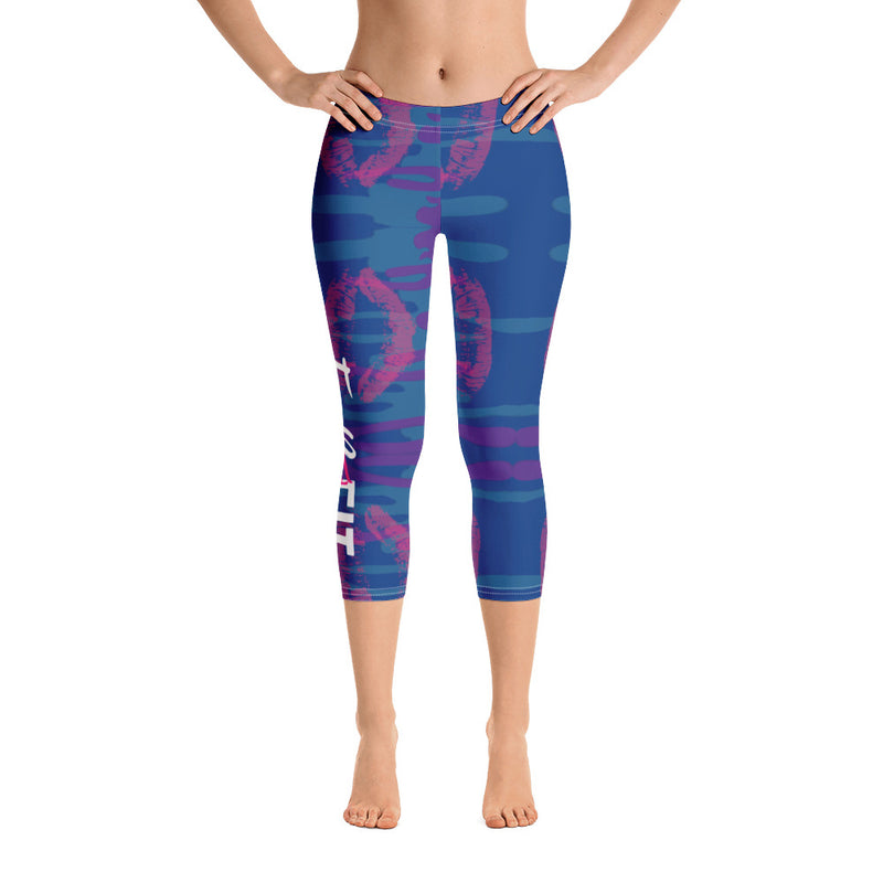 'Fab & Fit' Blue Capri Leggings