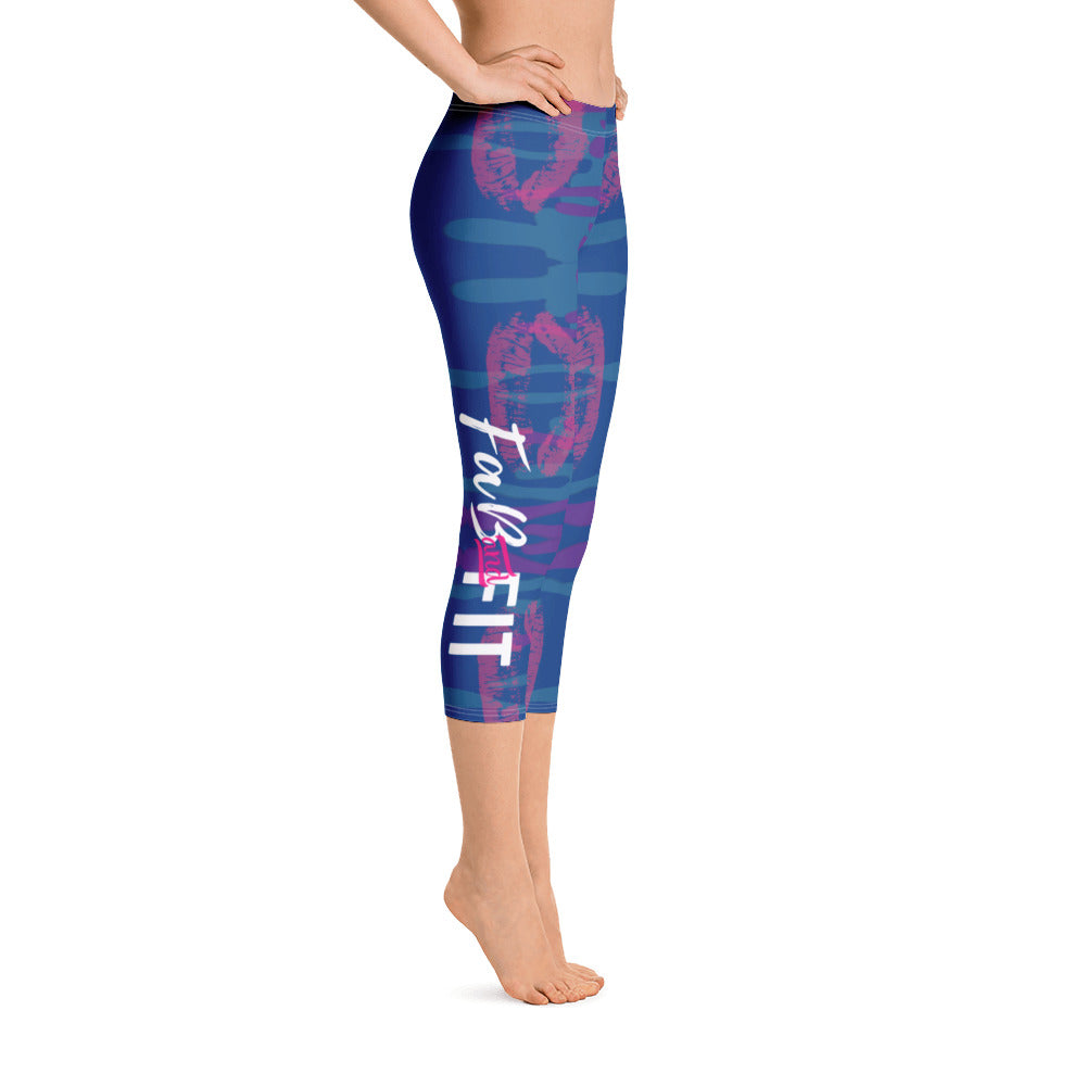 'Fab & Fit' Blue Capri Leggings