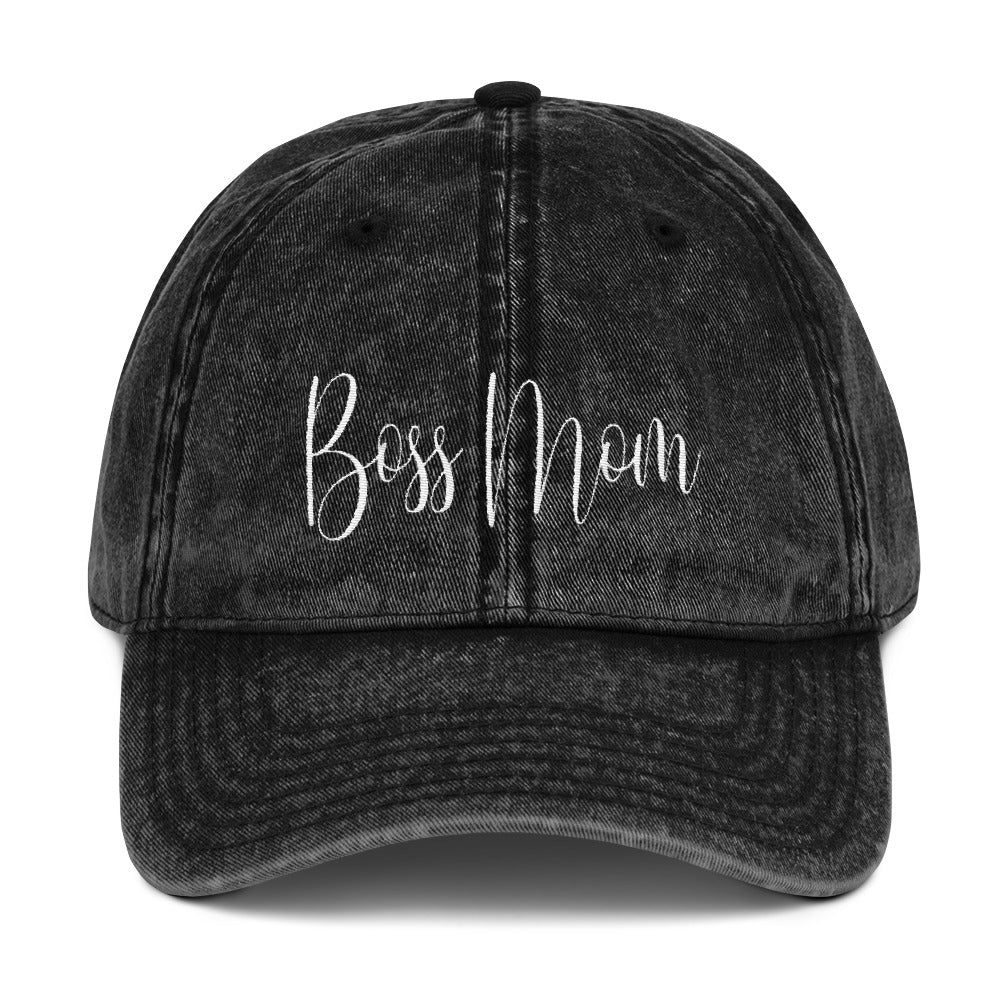 ‘Boss Mom’ Vintage Cotton Twill Cap