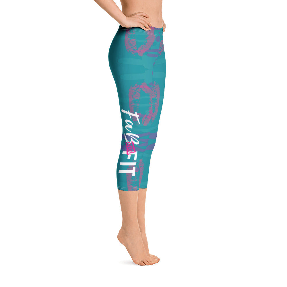 'Fab & Fit' Aqua Capri Leggings