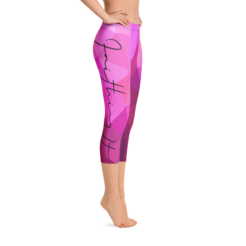 ‘Faithing It’ Pink Geo Capri Leggings