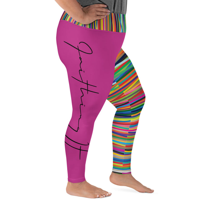 ‘Faithing It’ Pink Multi-Color Plus Size Leggings