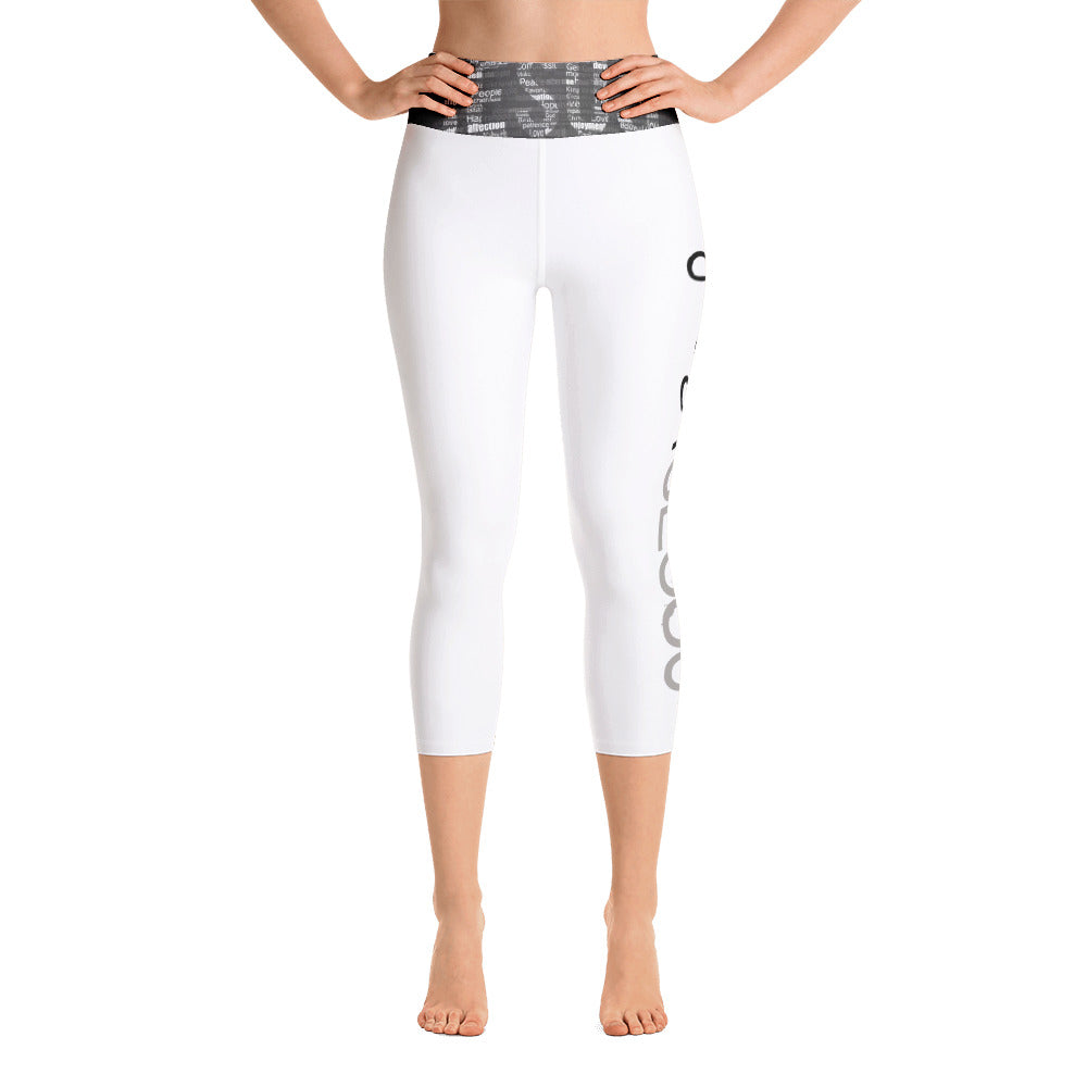 '#Just Jesus' White Yoga Capri Leggings