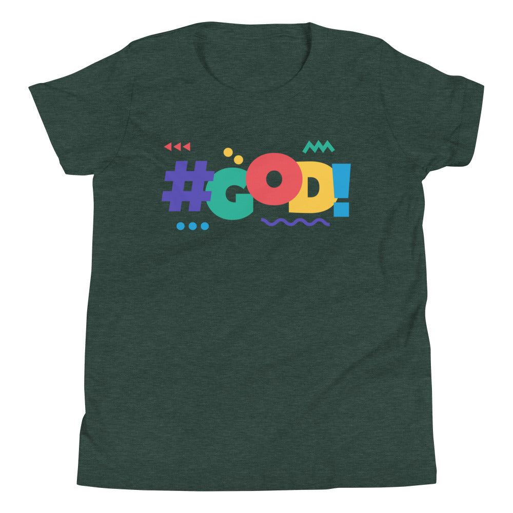 ‘#God!’ Kids’ Youth Short Sleeve T-Shirt S-XL