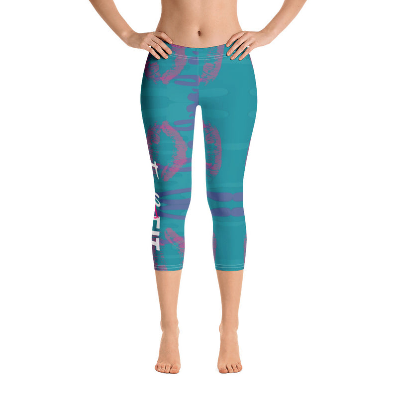 'Fab & Fit' Aqua Capri Leggings