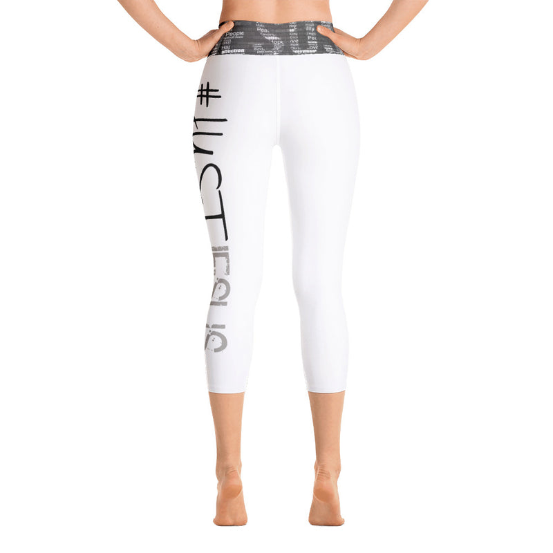 '#Just Jesus' White Yoga Capri Leggings