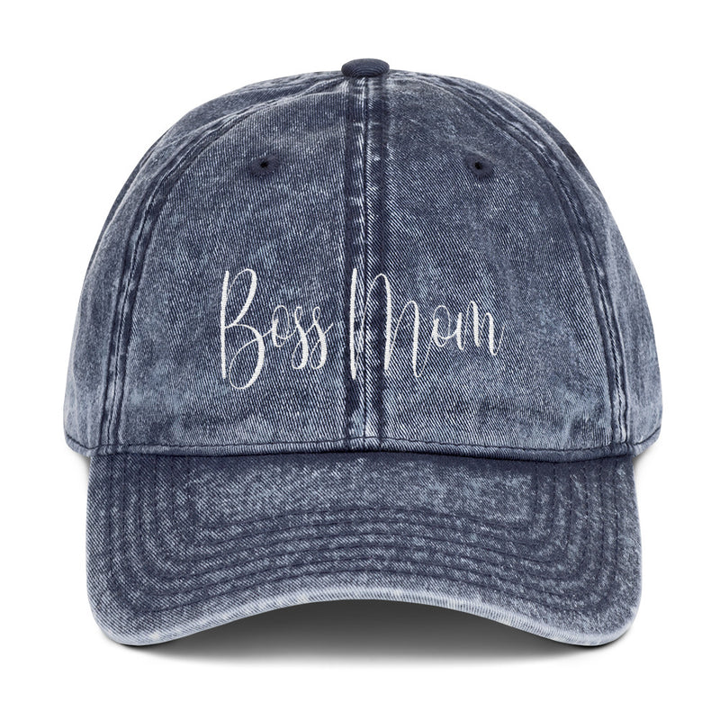 ‘Boss Mom’ Vintage Cotton Twill Cap