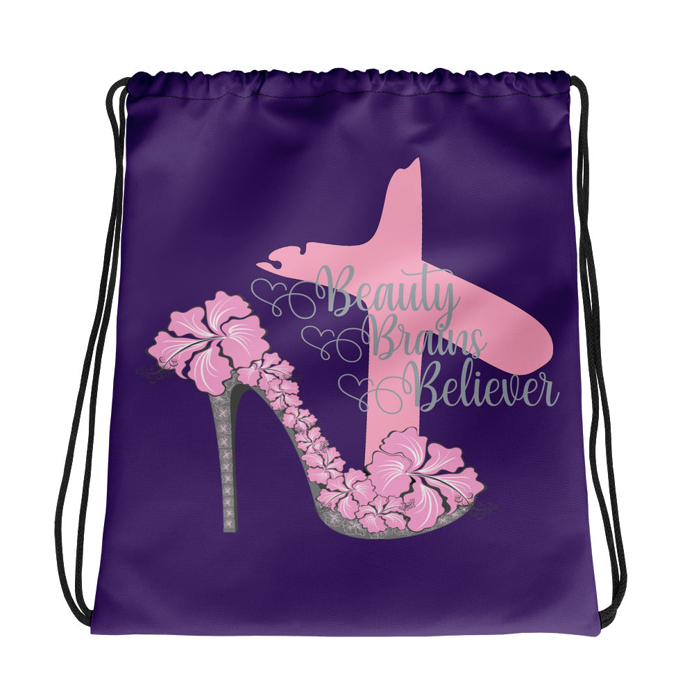 ‘Beauty Brains Believer’ Drawstring Bag