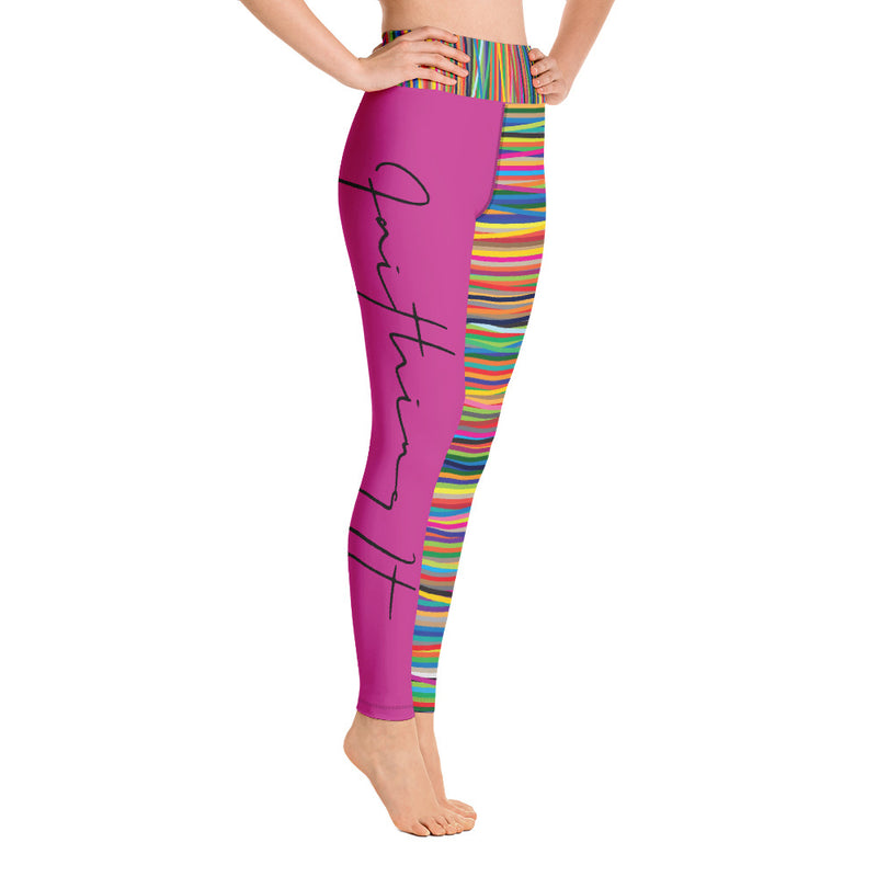 ‘Faithing It’ Pink Multi-Color Yoga Leggings