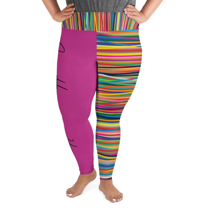 ‘Faithing It’ Pink Multi-Color Plus Size Leggings