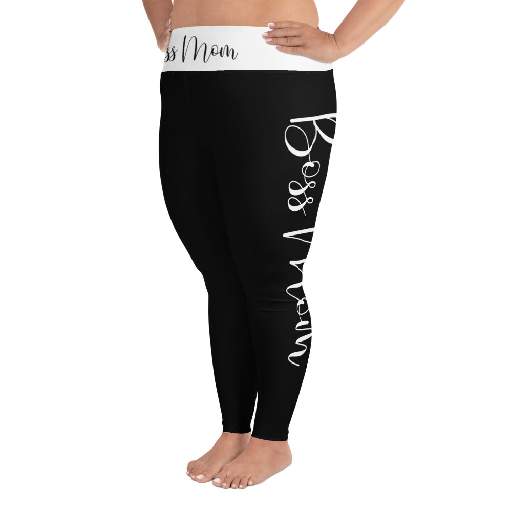 ‘Boss Mom’ Black Plus Size Leggings