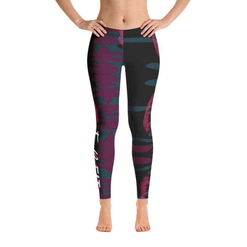 'Fab & Fit' Black Lip Print Leggings